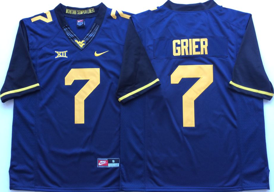West Virginia Mountaineers Blue #7 GRIER Stitched Jersey
