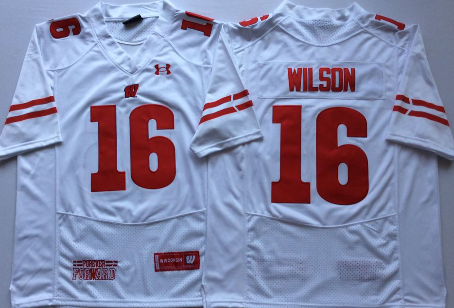 Wisconsin Badgers White #16 WILSON Stitched Jersey