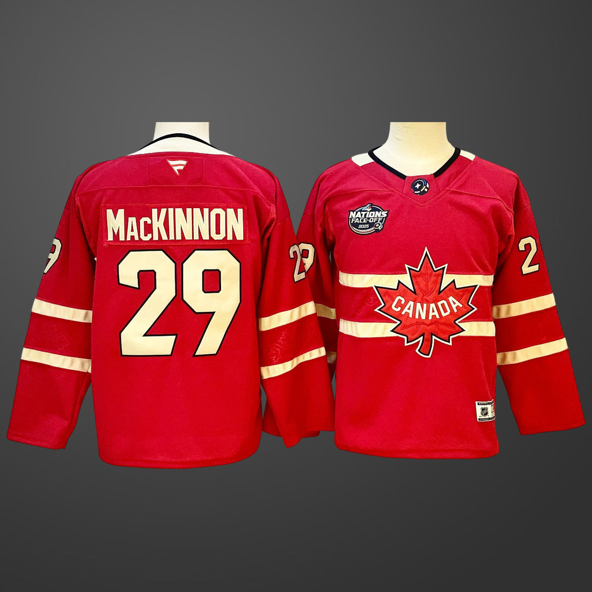 【Youth】 4 Nations NHL Hockey #29 Nathan MacKinnon Jersey Red