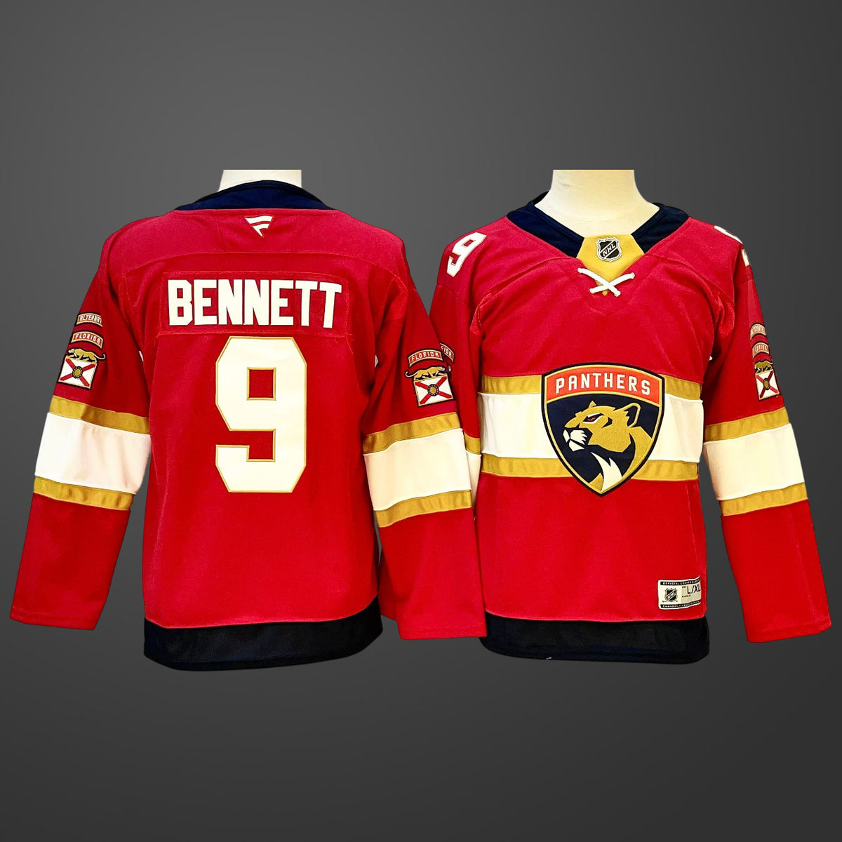 Youth Florida Panthers #9 Sam Bennett Red 2024-25 Home Stitched Hockey Jersey