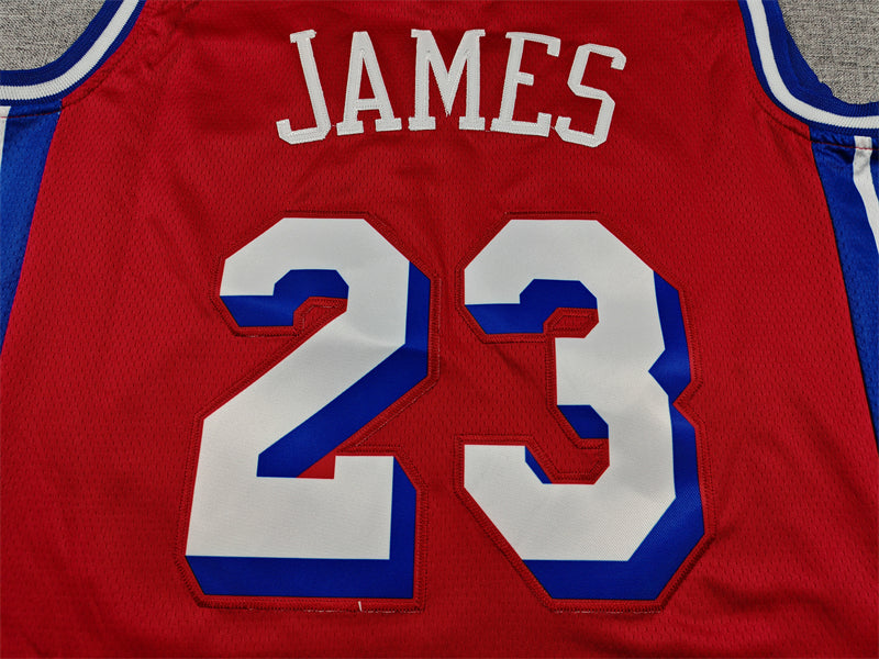 Mens 76ers #23 LeBron James Stitched Jersey Red