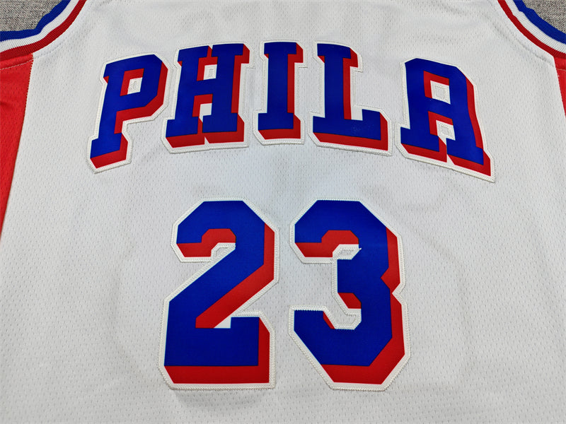 Mens 76ers #23 LeBron James Stitched Jersey White