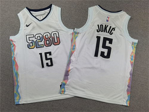Denver Nuggets #15 Nikola Jokic 2024-25 White City Edition Jersey