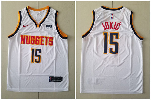 Denver Nuggets #15 Nikola Jokic Nike White Association Edition Jersey