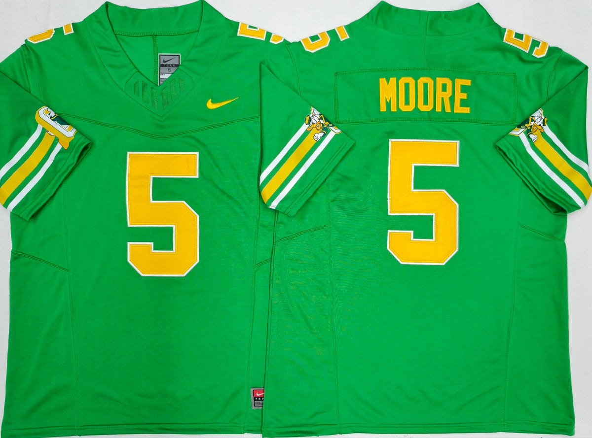 Men’s Oregon Ducks Green #5 MOORE Stitched Jersey