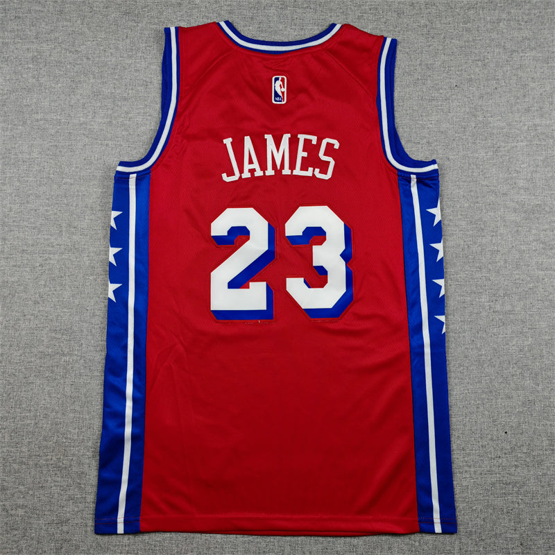Mens 76ers #23 LeBron James Stitched Jersey Red