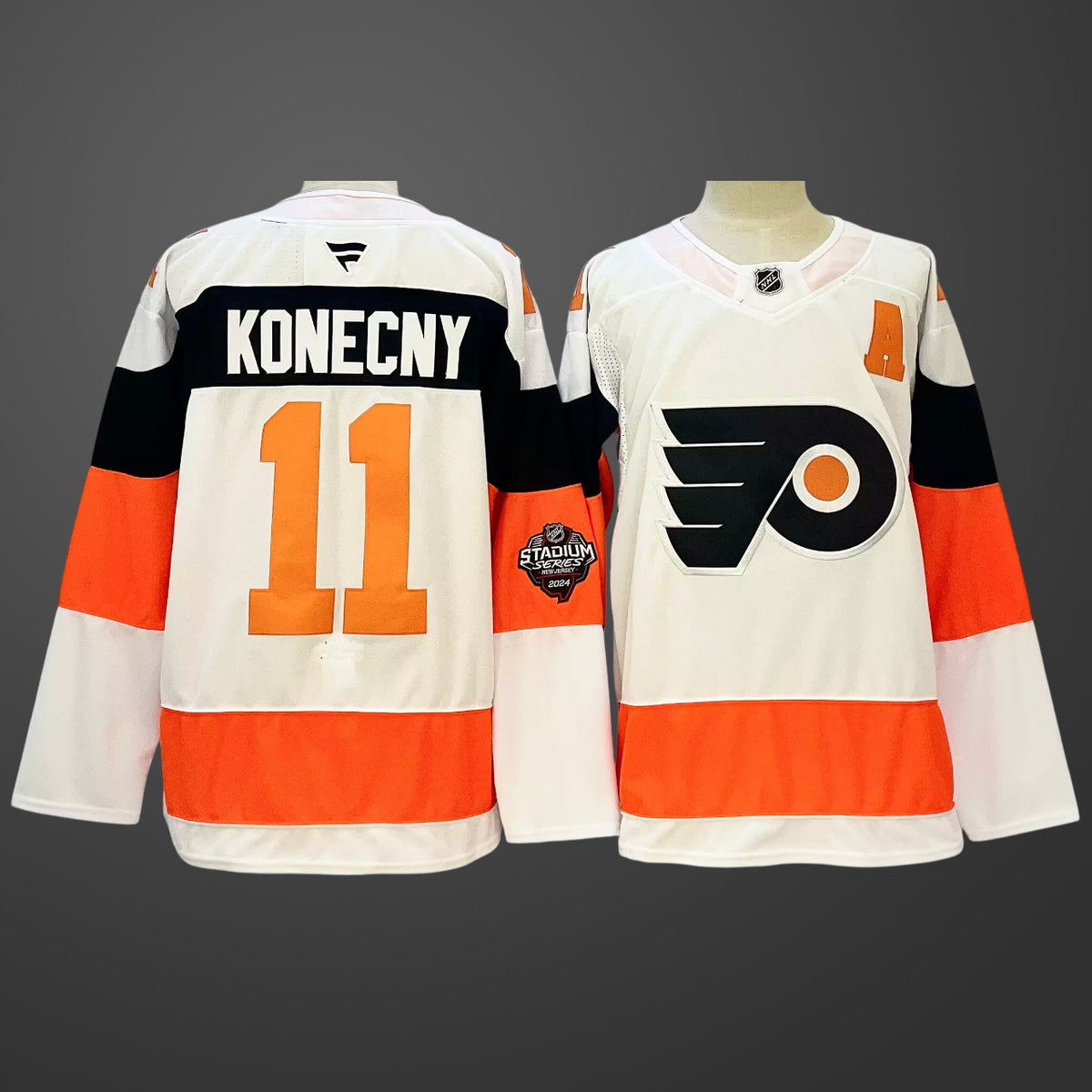 Men’s Philadelphia Flyers #11 Travis Konecny White 2024-25 With A Patch Stitched Jersey