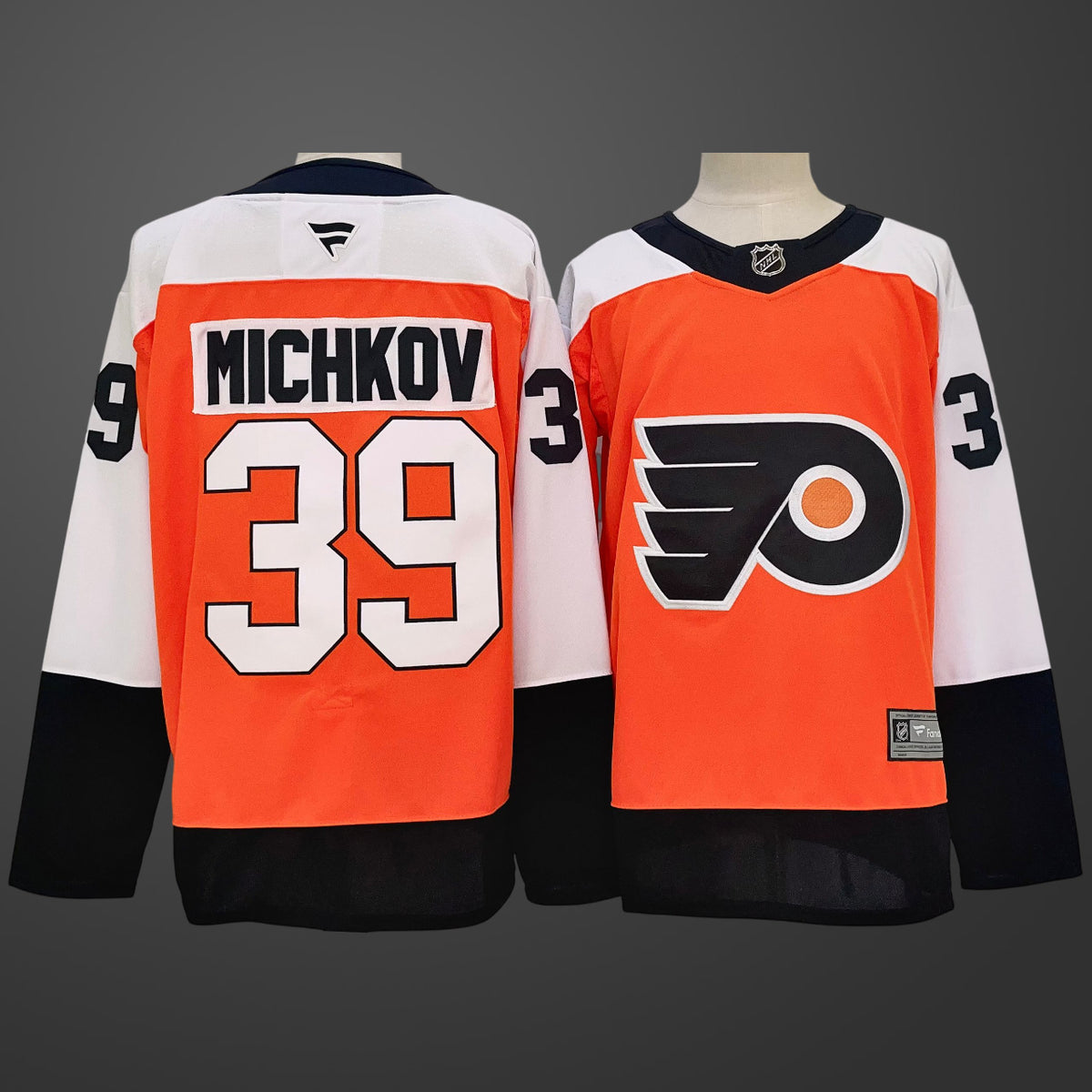 Men’s Philadelphia Flyers #39 Matvei Michkov Orange Stitched Jersey