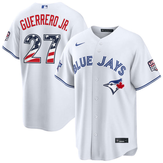 Men’s Toronto Blue Jays #27 Vladimir Guerrero Jr. Nike White 2026 All-Star Edition Stars & Stripes Stadium Jersey