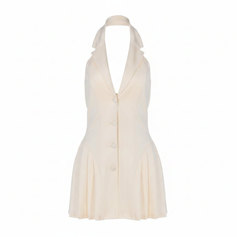 White halter neck dress on a white background