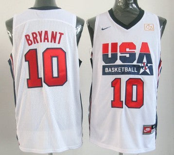 Men’s 1992 Olympics Team USA Basketball #10 Kobe Bryant White Throwback Jersey