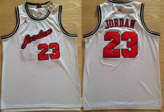 Men’s #23 Michael Jordan White Swingman Commemorative Basketball Jersey