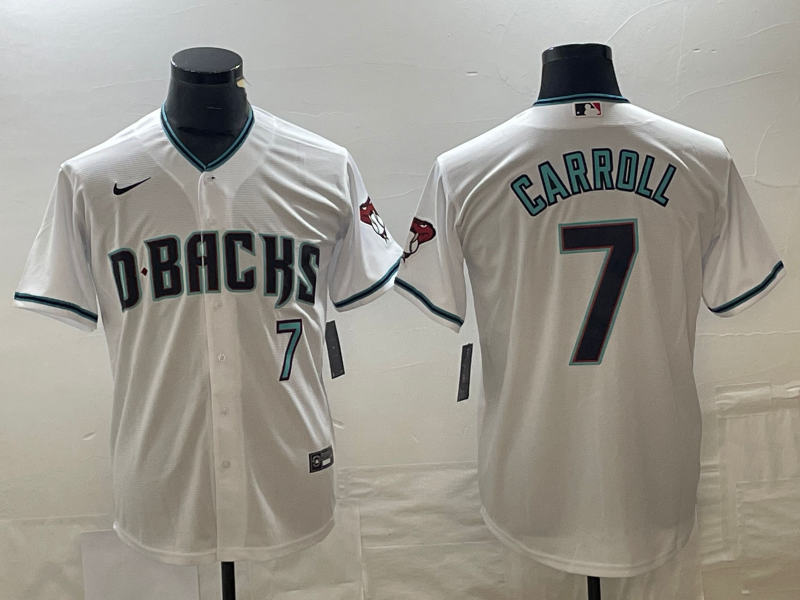Men’s Arizona Diamondbacks Corbin Carroll #7 White 2023 World Series Jersey