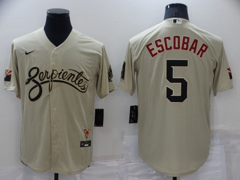 Men’s Arizona Diamondbacks Eduardo Escobar #5 Beige Baseball Jersey