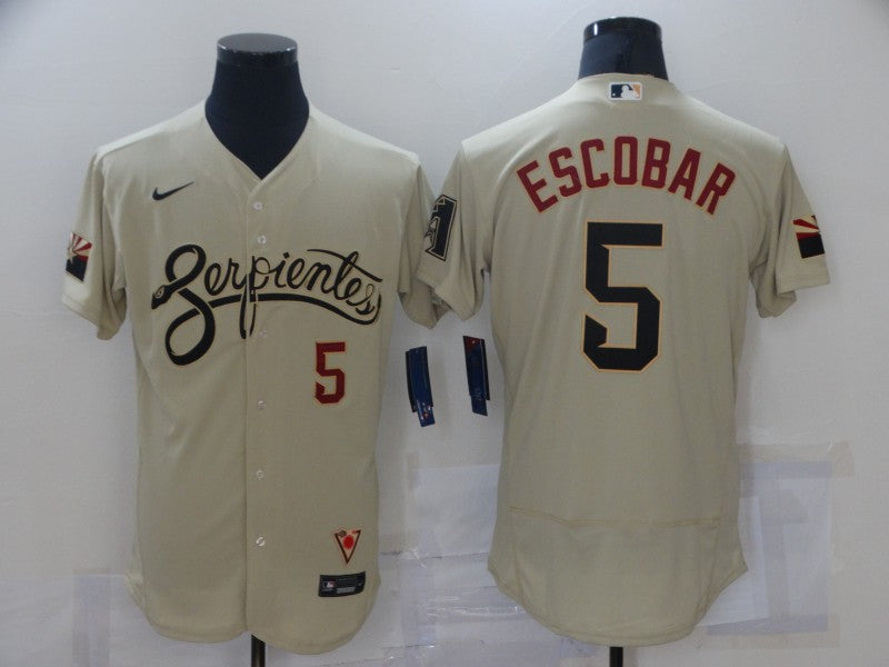 Men’s Arizona Diamondbacks Eduardo Escobar #5 Beige Baseball Jersey