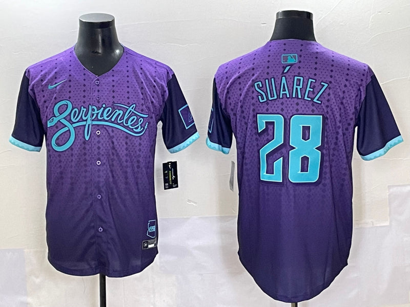 Men’s Arizona Diamondbacks Eugenio Suarez #28 Purple 2025 City Connect Limited Jersey