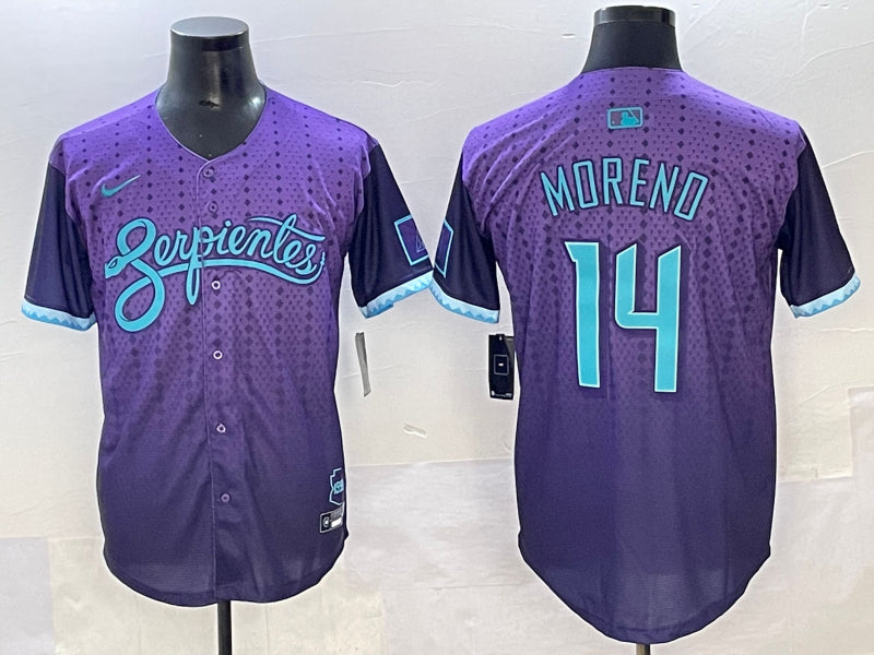 Men’s Arizona Diamondbacks Gabriel Moreno #14 Purple 2025 City Connect Limited Jersey