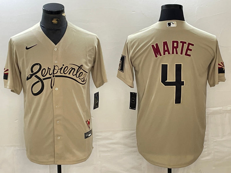 Men’s Arizona Diamondbacks Ketel Marte #4 Beige Baseball Jersey