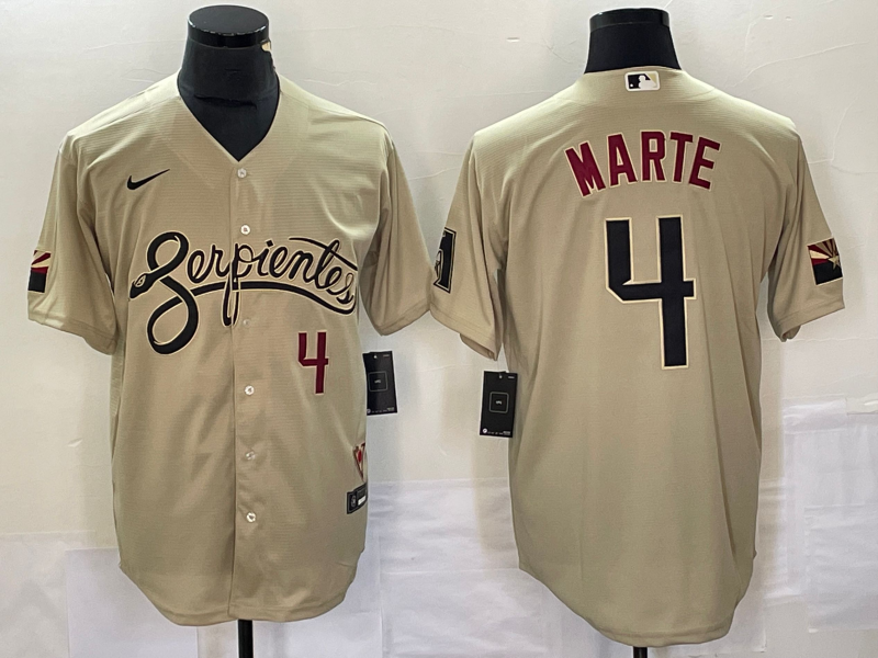 Men’s Arizona Diamondbacks Ketel Marte #4 Beige Baseball Jersey
