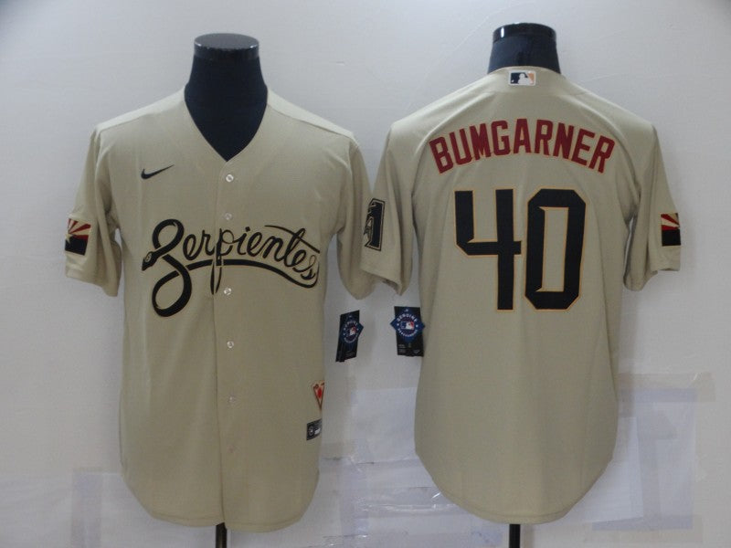 Men’s Arizona Diamondbacks Madison Bumgarner #40 Beige Baseball Jersey