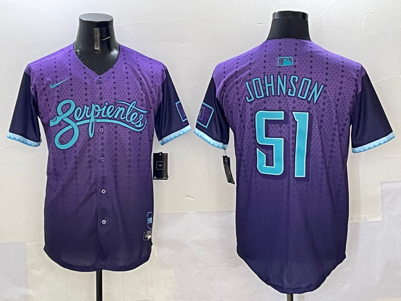 Men’s Arizona Diamondbacks Randy Johnson #51 Purple 2025 City Connect Limited Jersey