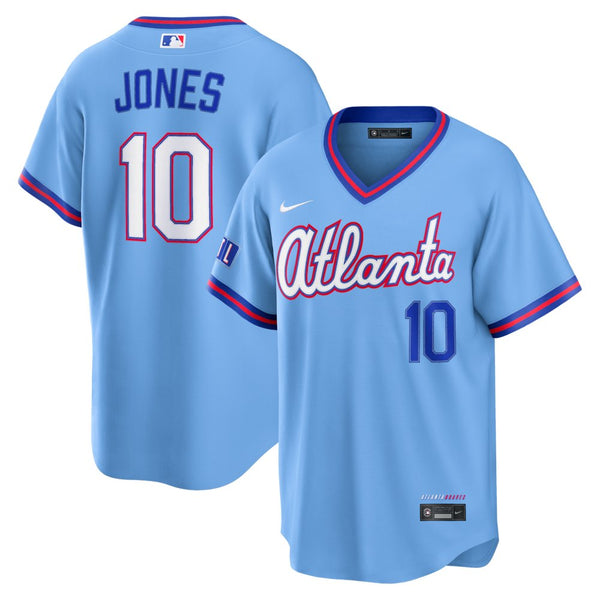 Men’s Atlanta Braves #10 Chipper Jones Powder Blue 2026 City Connect Stitched Jersey