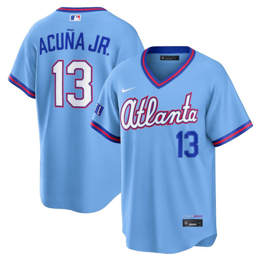 Men’s Atlanta Braves #13 Ronald Acuna Jr. Powder Blue 2026 City Connect Stitched Jersey