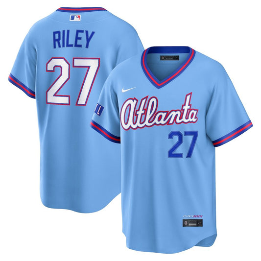 Men’s Atlanta Braves #27 Austin Riley Powder Blue 2026 City Connect Stitched Jersey