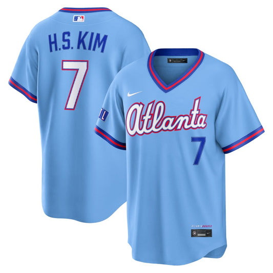Men’s Atlanta Braves #7 Ha-Seong Kim Nike Powder Blue 2026 City Connect Stadium Jersey