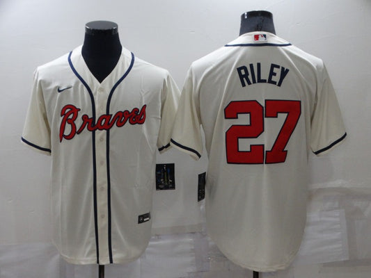 Men’s Atlanta Braves Austin Riley #27 Beige Jersey