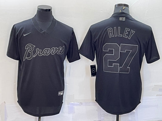 Men’s Atlanta Braves Austin Riley #27 Black Baseball Jersey