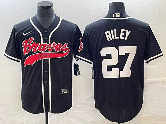 Men’s Atlanta Braves Austin Riley #27 Black Jersey Joint Edition