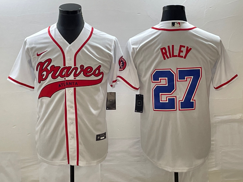 Men’s Atlanta Braves Austin Riley #27 White Jersey Joint Edition