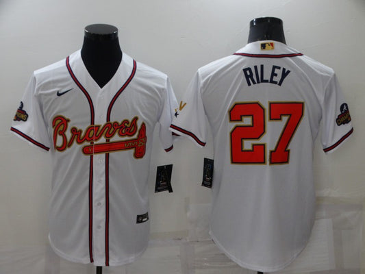 Men’s Atlanta Braves Austin Riley #27 White Jersey