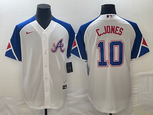 Men’s Atlanta Braves Chipper Jones #10 White 2023 City Connect Jersey