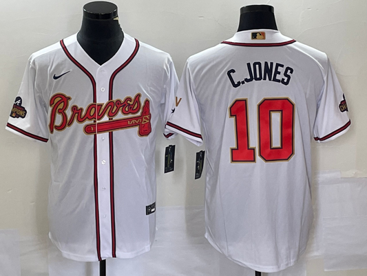 Men’s Atlanta Braves Chipper Jones #10 White Jersey