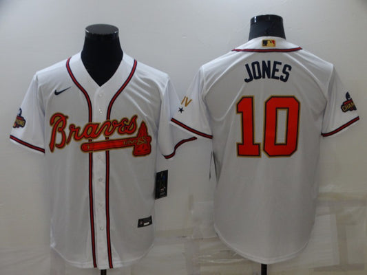 Men’s Atlanta Braves Chipper Jones #10 White Jersey