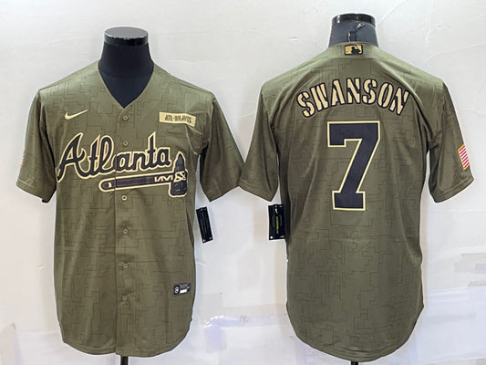 Men’s Atlanta Braves Dansby Swanson #7 Brown Jersey