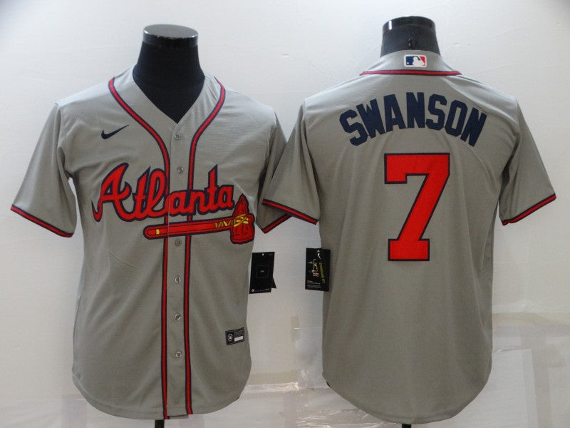 Men’s Atlanta Braves Dansby Swanson #7 Gray Jersey