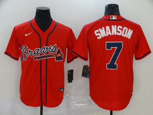 Men’s Atlanta Braves Dansby Swanson #7 Red Jersey