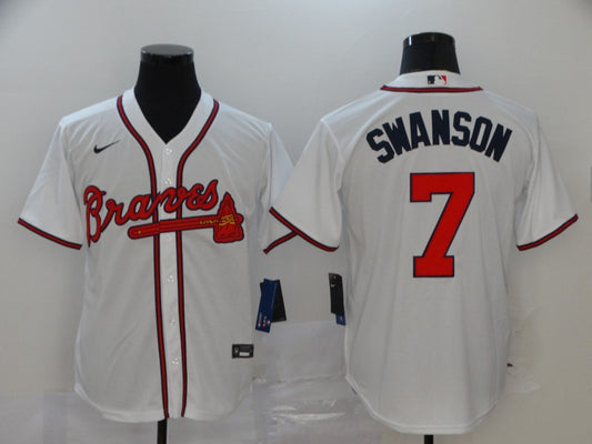 Men’s Atlanta Braves Dansby Swanson #7 White Jersey