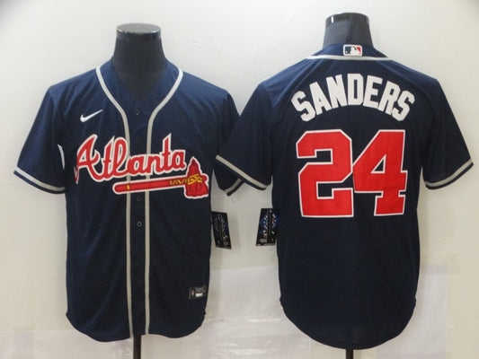 Men’s Atlanta Braves Deion Sanders #24 Navy Jersey
