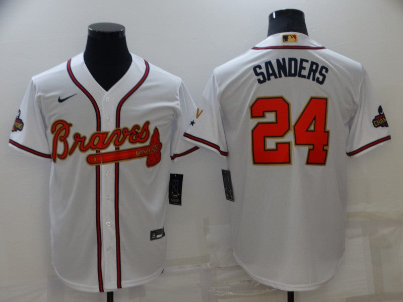 Men’s Atlanta Braves Deion Sanders #24 White Jersey
