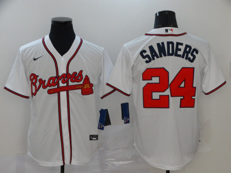 Men’s Atlanta Braves Deion Sanders #24 White Jersey