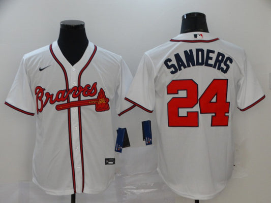 Men’s Atlanta Braves Deion Sanders #24 White Jersey