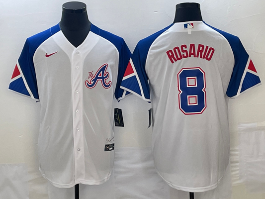 Men’s Atlanta Braves Eddie Rosario #8 White 2023 City Connect Jersey