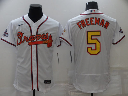 Men’s Atlanta Braves Freedie Freeman #5 White Jersey Champion Edition