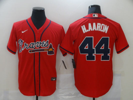 Men’s Atlanta Braves Hank Aaron #44 Red Jersey