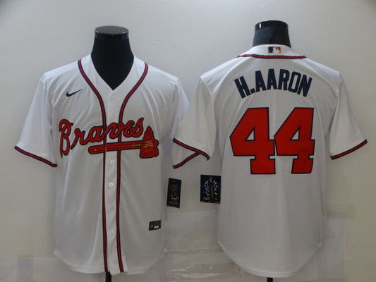 Men’s Atlanta Braves Hank Aaron #44 White Jersey