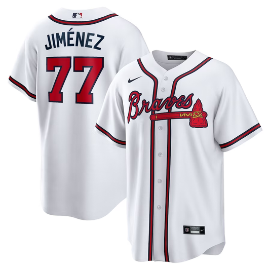Men’s Atlanta Braves Joe Jimenez #77 White Home Jersey
